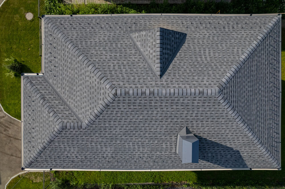 Shingles texture - close up view of asphalt roofing shingles