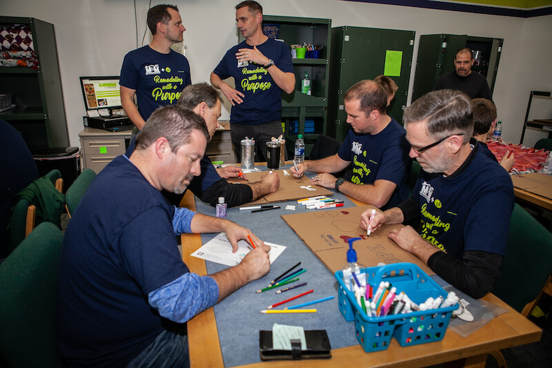 volunteers writing