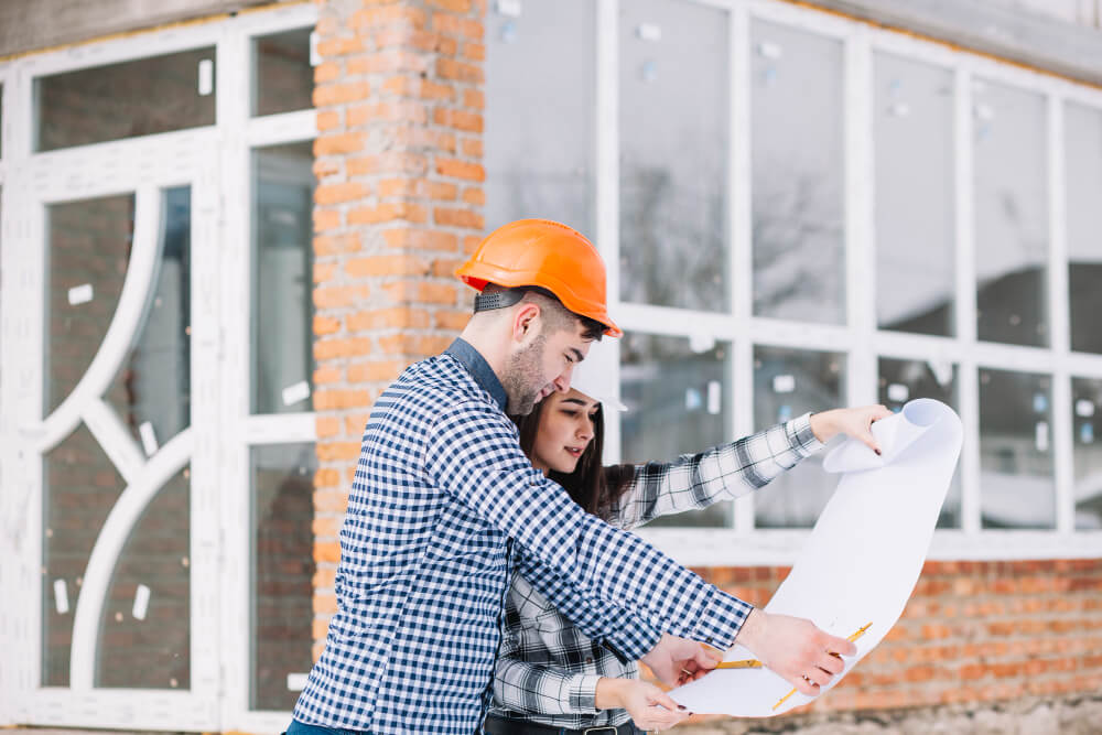 man and woman planning